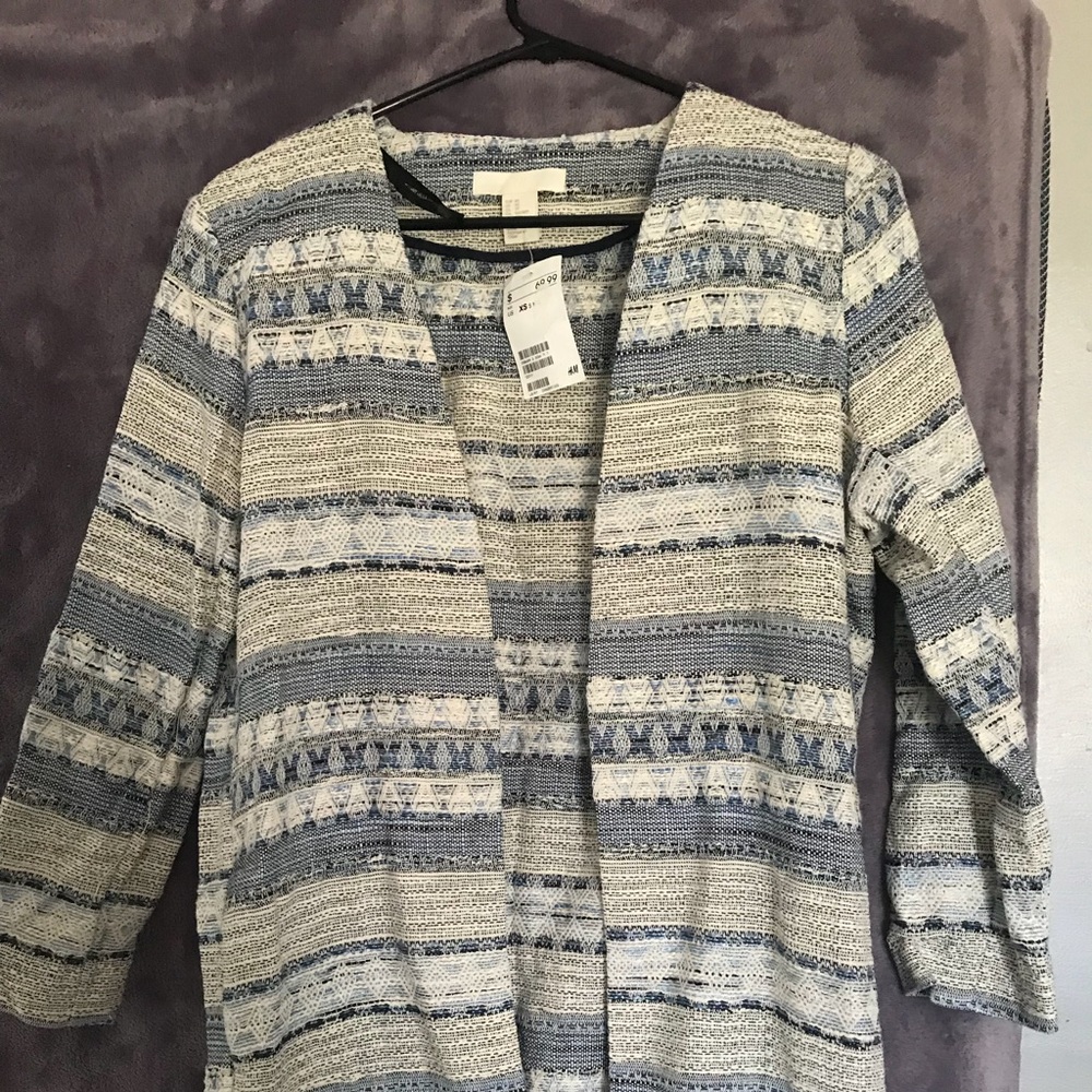 Blue patterned long blazer